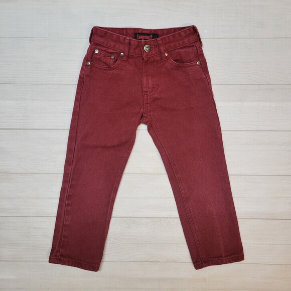 LION DYNASTY Boys Red Denim Jeans Size 5 - Picture 1 of 3